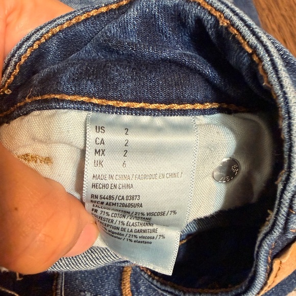 American Eagle Outfitters Dark Blue Distressed Denim Shorts - Picture 3 of 5